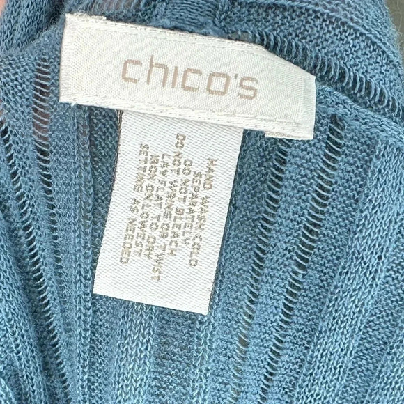 Chico's Smokey blue linen cotton blend short sleeve lightweight cardigan size 1 - Picture 5 of 6
